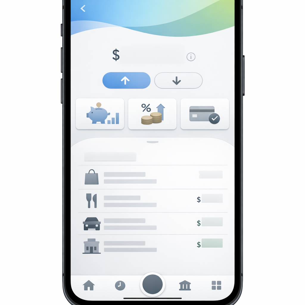 Clean mobile banking interface showing High Yield Checking Account dashboard