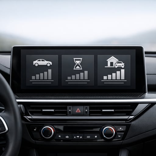 Clean modern car dashboard with clear financing options display