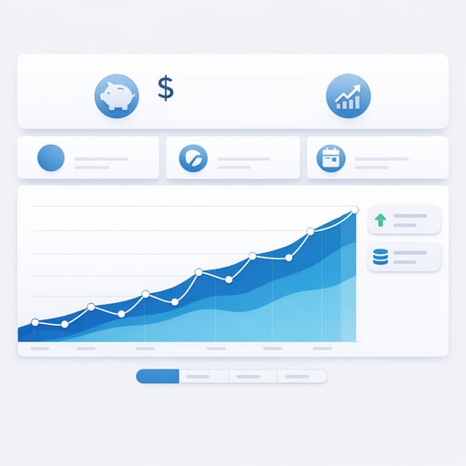Clean savings account dashboard displaying balance growth