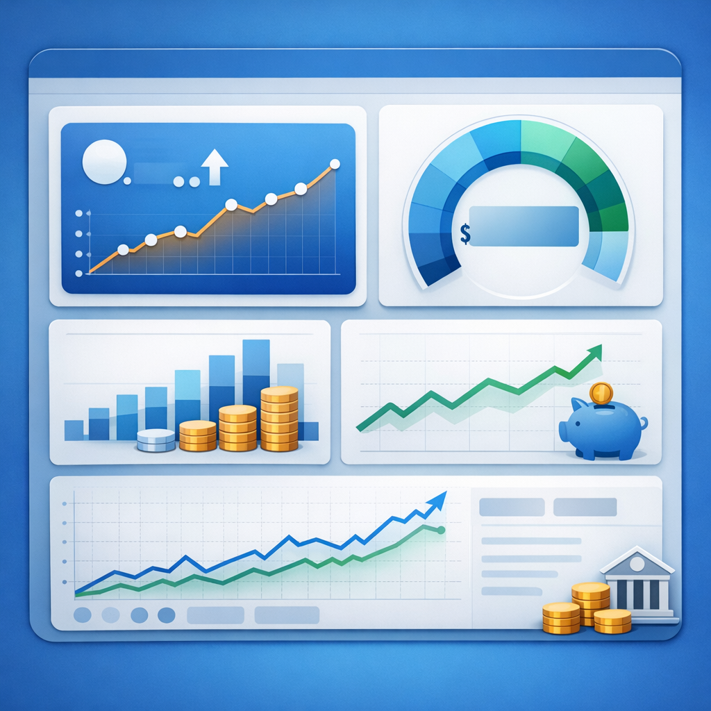 High-yield savings account dashboard showing competitive interest rates and account balance