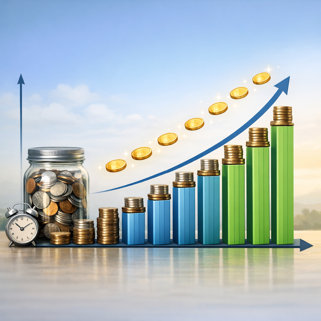 Visual representation of growing savings with clear chart displaying CD interest earnings over time