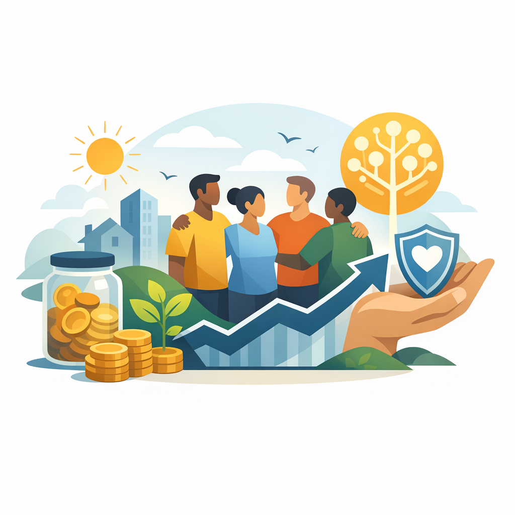 Clean minimalist image representing community financial empowerment and member support