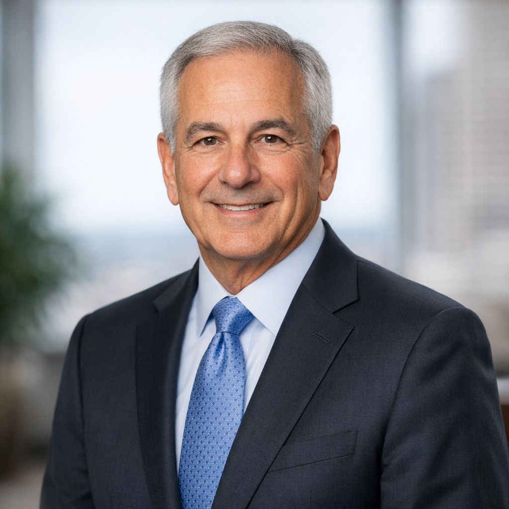 Professional portrait of Dwight Schrute, Director of Lending, in business attire